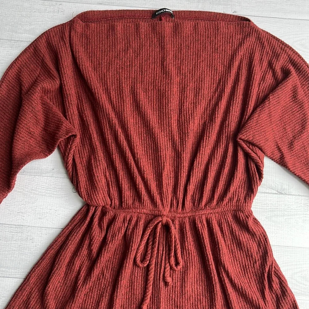 Fashion Nova Soft and Stretchy Heather Burgundy Long Sleeve Romper Size XS - Picture 2 of 4